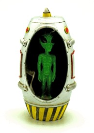 Alien in Space ship Back Flow incense burner